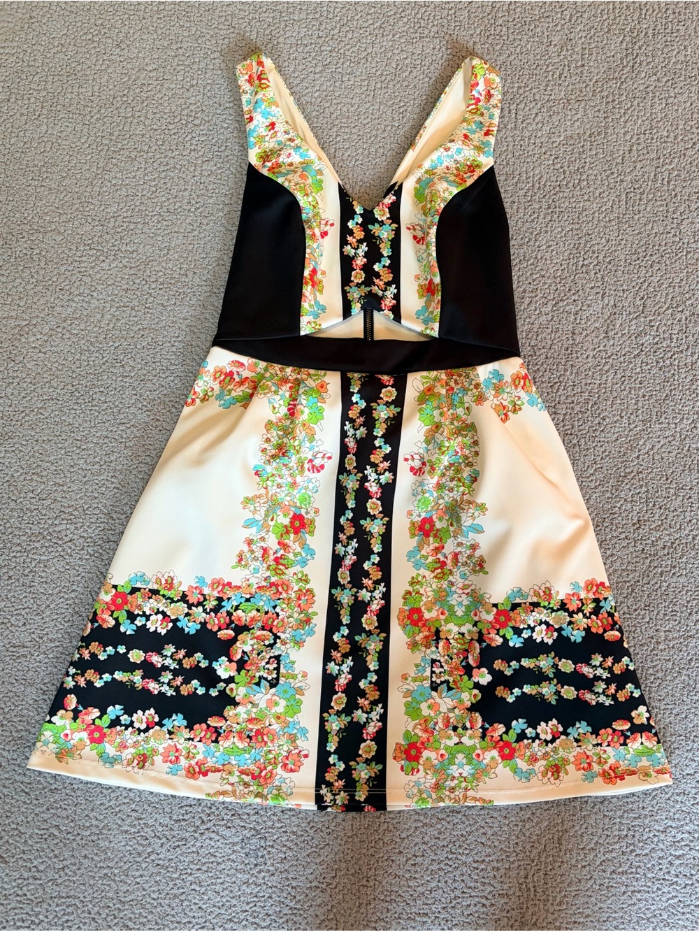 Boho Cottage Twee Floral Cut Out A-Line Mini Dress Size 0